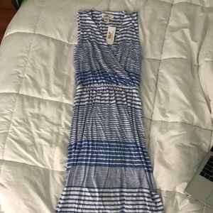 Vineyard Vines Blue Striped Wrap Maxi Dress